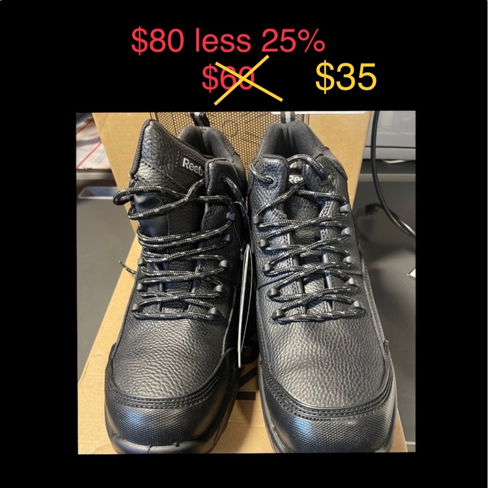 Reebok Men's Tiahawk Black Safety Toe sz 13